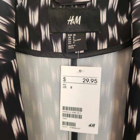 H & M women's cardigan New w/Tag Dark blue/White size 8 open front long sleeves - Picture 4 of 6